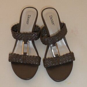 Dexter Brown Wedge Sandals with Braided Straps Size 6.5